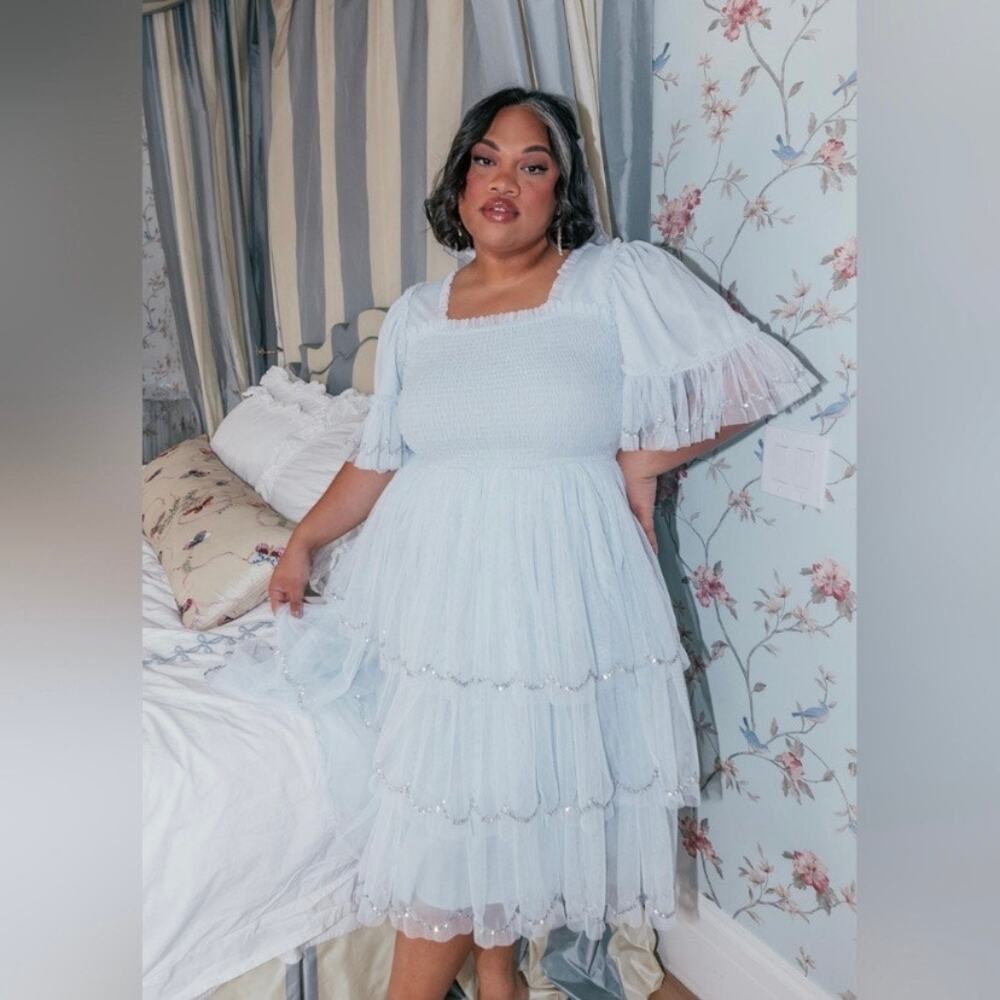 JessaKae Pale Blue Tiered Midi Dress - Picture 3 of 15